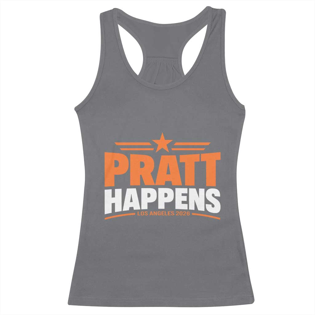Pratt Happens Los Angeles 2026 Racerback Tank Top Funny Political Patriotic LA City California Pride Leadership