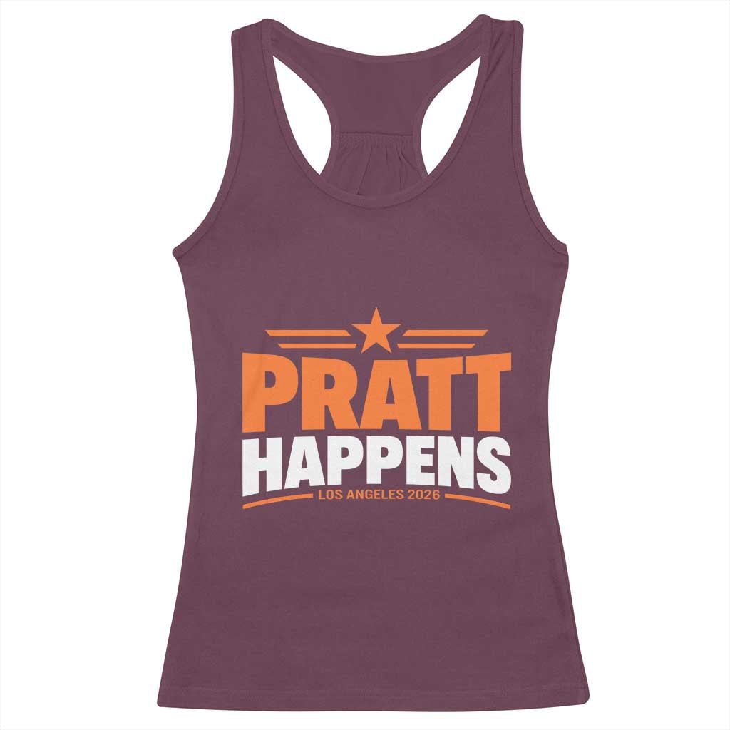 Pratt Happens Los Angeles 2026 Racerback Tank Top Funny Political Patriotic LA City California Pride Leadership