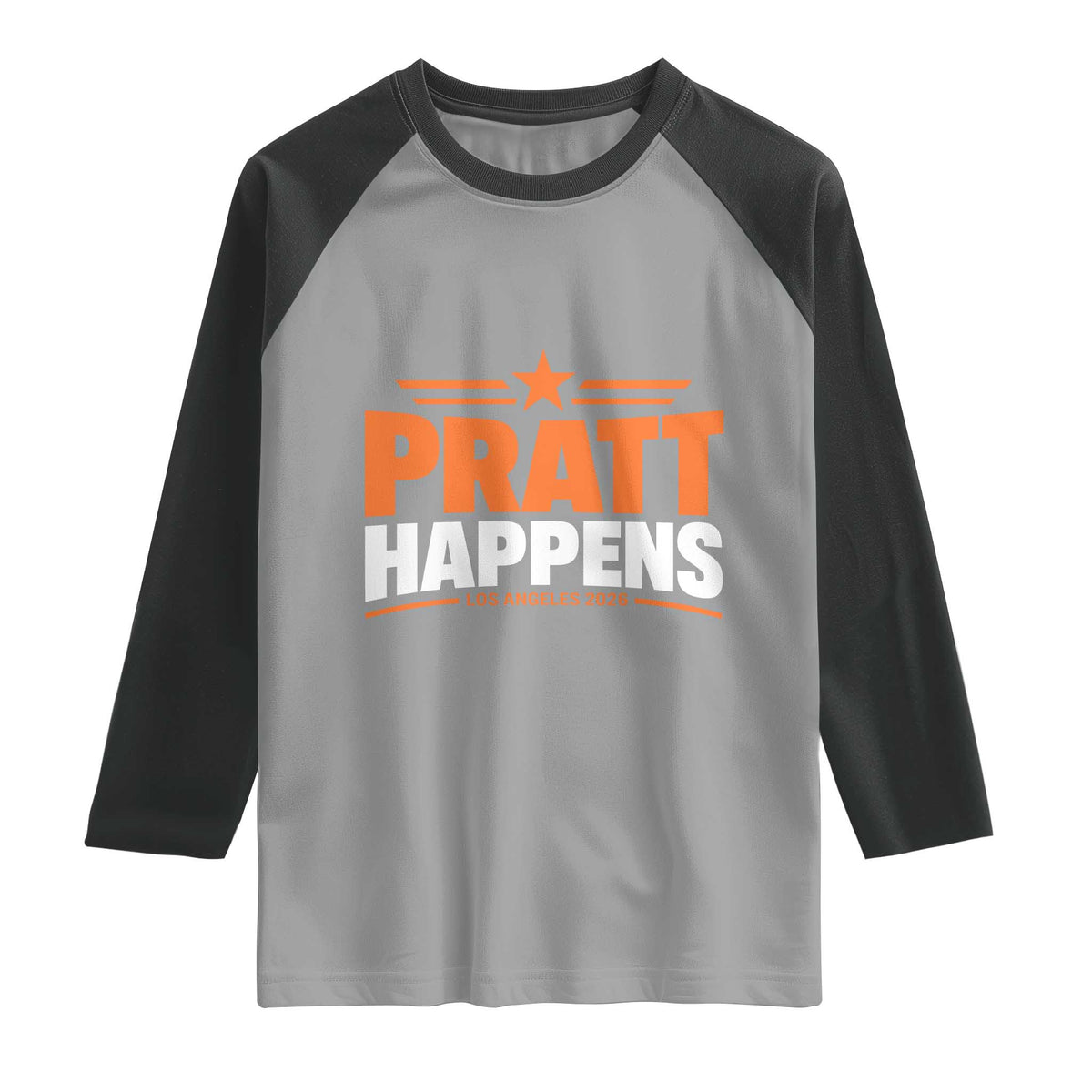 Pratt Happens Los Angeles 2026 Raglan Shirt Funny Political Patriotic LA City California Pride Leadership