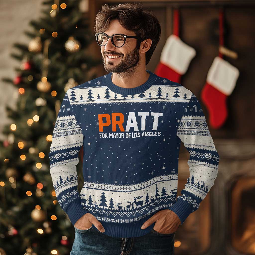 Pratt for Mayor Los Angeles Ugly Christmas Sweater LA City Caliornia Pride Political Campaign Supporter
