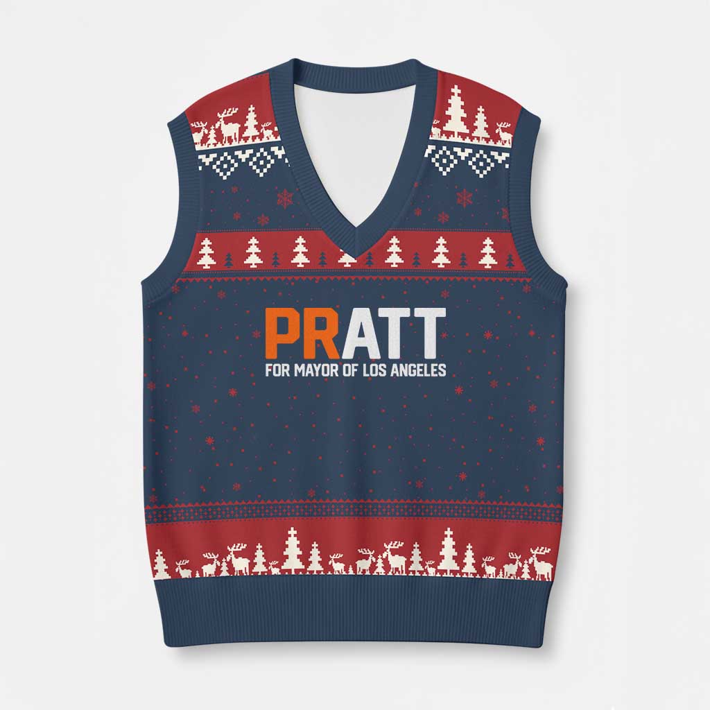 Pratt for Mayor Los Angeles V-Neck Knit Sweater Vest LA City Caliornia Pride Political Campaign Supporter