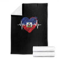 Haitian Flag Heartbeat EKG Pulse Graphic Throw Blanket My Heart Beats For Haiti Identity Heritage Pride