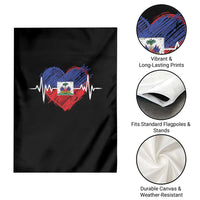 Haitian Flag Heartbeat EKG Pulse Graphic Garden Flag My Heart Beats For Haiti Identity Heritage Pride