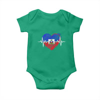Haitian Flag Heartbeat EKG Pulse Graphic Baby Onesie My Heart Beats For Haiti Identity Heritage Pride