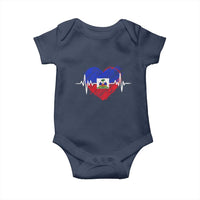 Haitian Flag Heartbeat EKG Pulse Graphic Baby Onesie My Heart Beats For Haiti Identity Heritage Pride