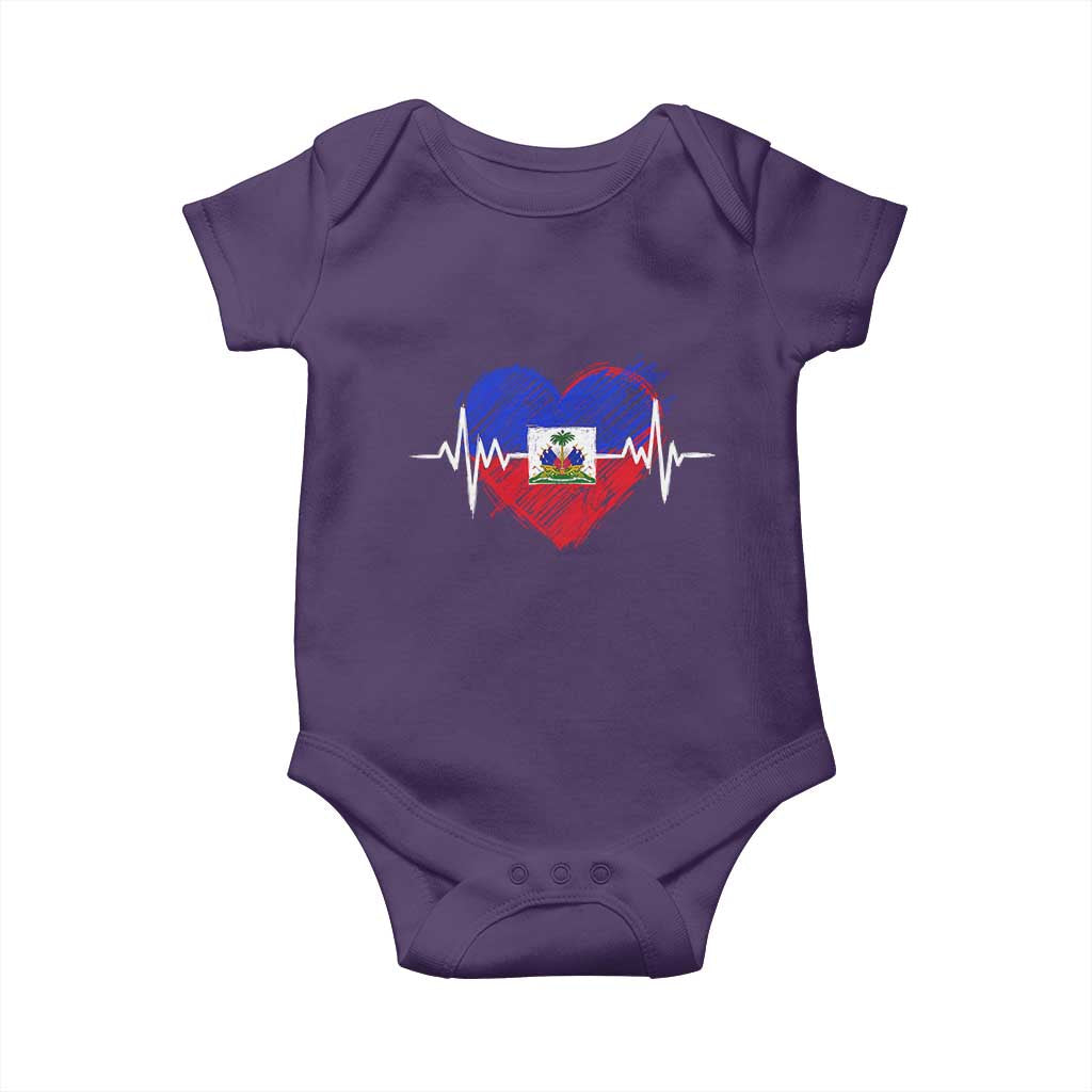 Haitian Flag Heartbeat EKG Pulse Graphic Baby Onesie My Heart Beats For Haiti Identity Heritage Pride