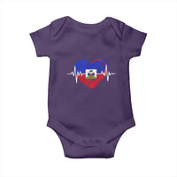 Haitian Flag Heartbeat EKG Pulse Graphic Baby Onesie My Heart Beats For Haiti Identity Heritage Pride