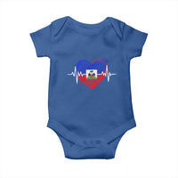 Haitian Flag Heartbeat EKG Pulse Graphic Baby Onesie My Heart Beats For Haiti Identity Heritage Pride