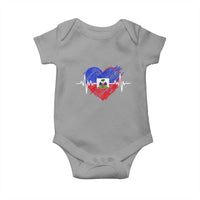 Haitian Flag Heartbeat EKG Pulse Graphic Baby Onesie My Heart Beats For Haiti Identity Heritage Pride