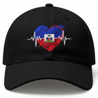 Haitian Flag Heartbeat EKG Pulse Graphic Baseball Cap My Heart Beats For Haiti Identity Heritage Pride