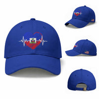 Haitian Flag Heartbeat EKG Pulse Graphic Baseball Cap My Heart Beats For Haiti Identity Heritage Pride