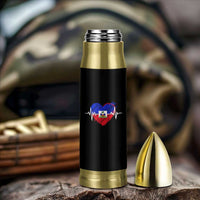 Haitian Flag Heartbeat EKG Pulse Graphic Bullet Tumbler My Heart Beats For Haiti Identity Heritage Pride