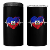 Haitian Flag Heartbeat EKG Pulse Graphic 4 in 1 Can Cooler Tumbler My Heart Beats For Haiti Identity Heritage Pride
