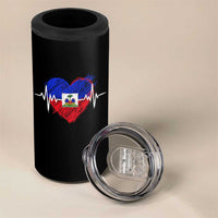Haitian Flag Heartbeat EKG Pulse Graphic 4 in 1 Can Cooler Tumbler My Heart Beats For Haiti Identity Heritage Pride