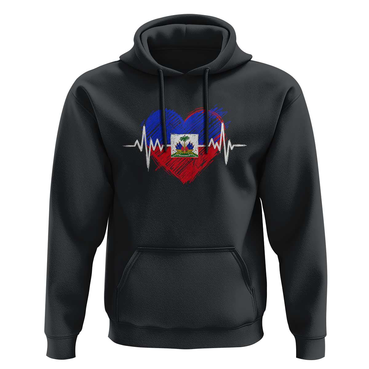 Haitian Flag Heartbeat EKG Pulse Graphic Hoodie My Heart Beats For Haiti Identity Heritage Pride