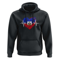 Haitian Flag Heartbeat EKG Pulse Graphic Hoodie My Heart Beats For Haiti Identity Heritage Pride