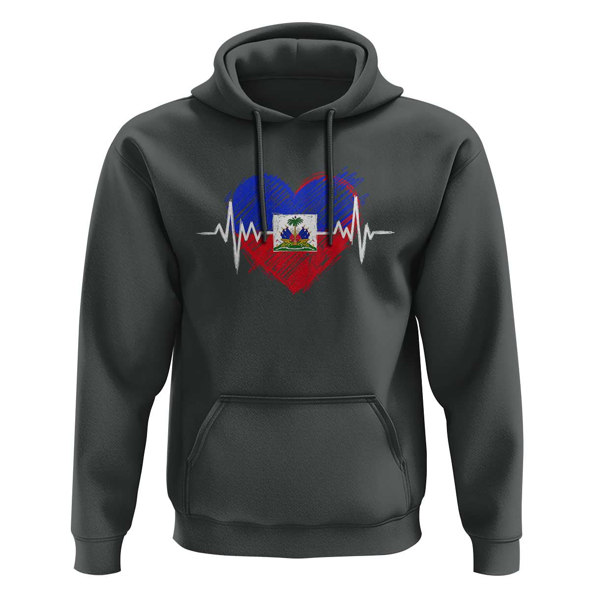 Haitian Flag Heartbeat EKG Pulse Graphic Hoodie My Heart Beats For Haiti Identity Heritage Pride