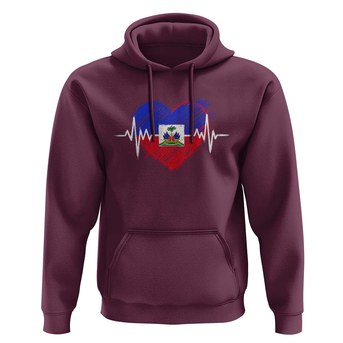 Haitian Flag Heartbeat EKG Pulse Graphic Hoodie My Heart Beats For Haiti Identity Heritage Pride