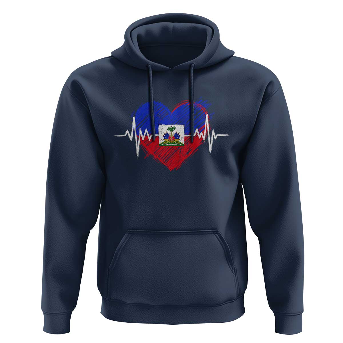 Haitian Flag Heartbeat EKG Pulse Graphic Hoodie My Heart Beats For Haiti Identity Heritage Pride