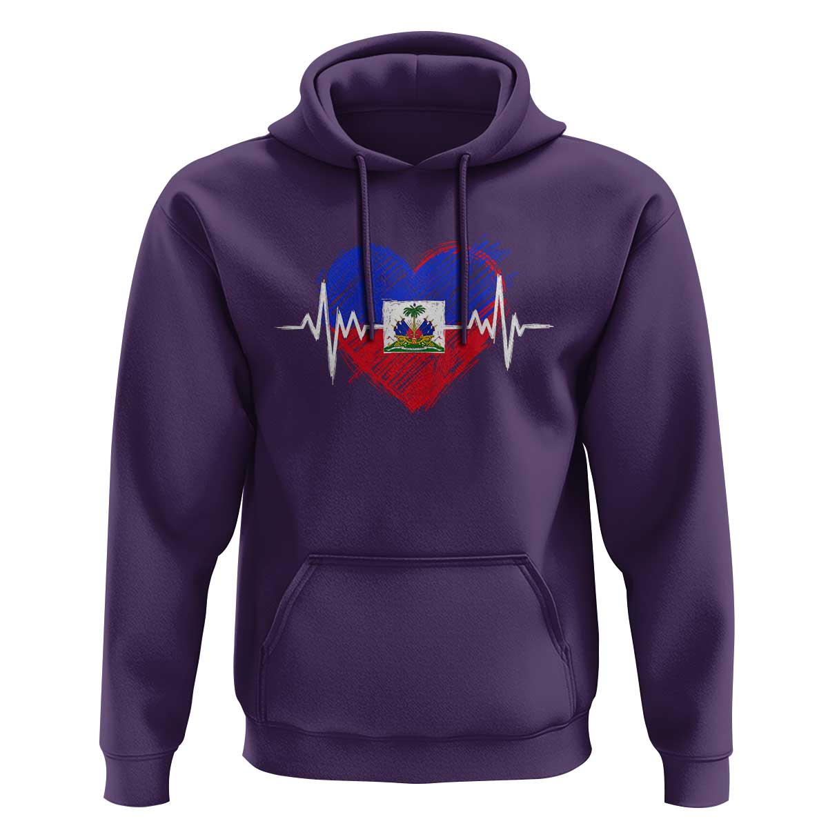 Haitian Flag Heartbeat EKG Pulse Graphic Hoodie My Heart Beats For Haiti Identity Heritage Pride
