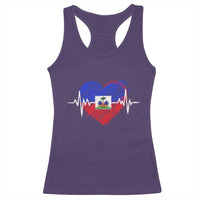 Haitian Flag Heartbeat EKG Pulse Graphic Racerback Tank Top My Heart Beats For Haiti Identity Heritage Pride