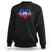 Haitian Flag Heartbeat EKG Pulse Graphic Sweatshirt My Heart Beats For Haiti Identity Heritage Pride