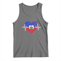 Haitian Flag Heartbeat EKG Pulse Graphic Tank Top My Heart Beats For Haiti Identity Heritage Pride