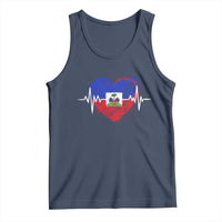 Haitian Flag Heartbeat EKG Pulse Graphic Tank Top My Heart Beats For Haiti Identity Heritage Pride