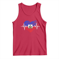 Haitian Flag Heartbeat EKG Pulse Graphic Tank Top My Heart Beats For Haiti Identity Heritage Pride
