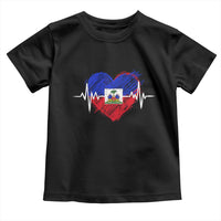 Haitian Flag Heartbeat EKG Pulse Graphic Toddler T Shirt My Heart Beats For Haiti Identity Heritage Pride