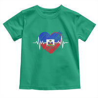 Haitian Flag Heartbeat EKG Pulse Graphic Toddler T Shirt My Heart Beats For Haiti Identity Heritage Pride