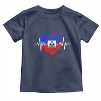 Haitian Flag Heartbeat EKG Pulse Graphic Toddler T Shirt My Heart Beats For Haiti Identity Heritage Pride