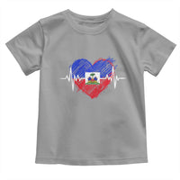 Haitian Flag Heartbeat EKG Pulse Graphic Toddler T Shirt My Heart Beats For Haiti Identity Heritage Pride