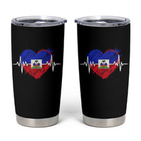 Haitian Flag Heartbeat EKG Pulse Graphic Tumbler Cup My Heart Beats For Haiti Identity Heritage Pride