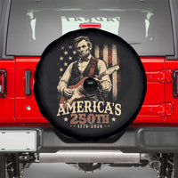 USA 250th 1776 to 2026 Rock Star Abraham Lincoln Spare Tire Cover Vintage Electric Guitar Player Patriotic Us Flag Semiquincentennial