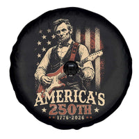 USA 250th 1776 to 2026 Rock Star Abraham Lincoln Spare Tire Cover Vintage Electric Guitar Player Patriotic Us Flag Semiquincentennial