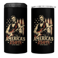 USA 250th 1776 to 2026 Rock Star Abraham Lincoln 4 in 1 Can Cooler Tumbler Vintage Electric Guitar Player Patriotic Us Flag Semiquincentennial