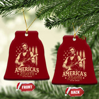 USA 250th 1776 to 2026 Rock Star Abraham Lincoln Ceramic Ornament Vintage Electric Guitar Player Patriotic Us Flag Semiquincentennial