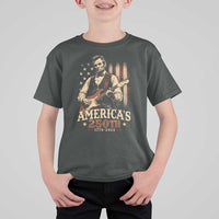 USA 250th 1776 to 2026 Rock Star Abraham Lincoln T Shirt For Kid Vintage Electric Guitar Player Patriotic Us Flag Semiquincentennial