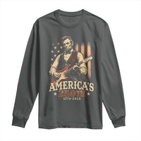 USA 250th 1776 to 2026 Rock Star Abraham Lincoln Long Sleeve Shirt Vintage Electric Guitar Player Patriotic Us Flag Semiquincentennial