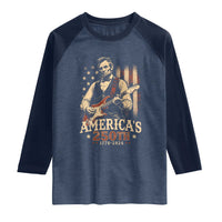USA 250th 1776 to 2026 Rock Star Abraham Lincoln Raglan Shirt Vintage Electric Guitar Player Patriotic Us Flag Semiquincentennial
