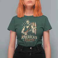 USA 250th 1776 to 2026 Rock Star Abraham Lincoln T Shirt For Women Vintage Electric Guitar Player Patriotic Us Flag Semiquincentennial
