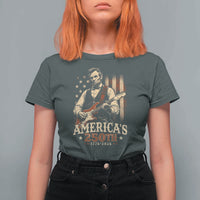 USA 250th 1776 to 2026 Rock Star Abraham Lincoln T Shirt For Women Vintage Electric Guitar Player Patriotic Us Flag Semiquincentennial