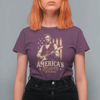 USA 250th 1776 to 2026 Rock Star Abraham Lincoln T Shirt For Women Vintage Electric Guitar Player Patriotic Us Flag Semiquincentennial