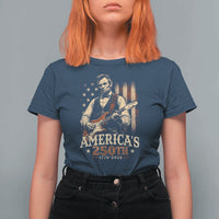 USA 250th 1776 to 2026 Rock Star Abraham Lincoln T Shirt For Women Vintage Electric Guitar Player Patriotic Us Flag Semiquincentennial