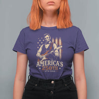 USA 250th 1776 to 2026 Rock Star Abraham Lincoln T Shirt For Women Vintage Electric Guitar Player Patriotic Us Flag Semiquincentennial