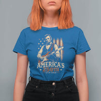 USA 250th 1776 to 2026 Rock Star Abraham Lincoln T Shirt For Women Vintage Electric Guitar Player Patriotic Us Flag Semiquincentennial