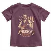 USA 250th 1776 to 2026 Rock Star Abraham Lincoln Toddler T Shirt Vintage Electric Guitar Player Patriotic Us Flag Semiquincentennial