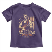 USA 250th 1776 to 2026 Rock Star Abraham Lincoln Toddler T Shirt Vintage Electric Guitar Player Patriotic Us Flag Semiquincentennial