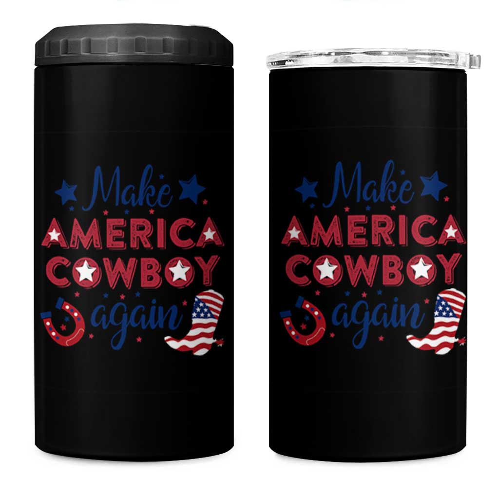 Retro Western Cowboys 4 in 1 Can Cooler Tumbler Make America A Cowboy Again Country Lifestyle Rodeo